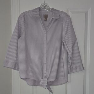 Chico's Purple Striped Button Down Shirt